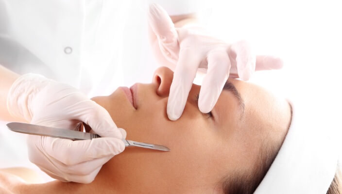 woman getting dermaplaning